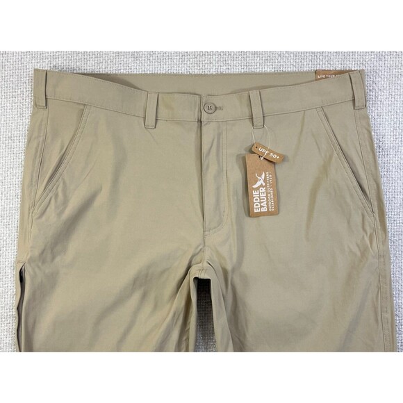NEW Eddie Bauer Pants Men's 40X30 Horizon Guide Chino Beige Stretch Nylon Hiking - Picture 2 of 13